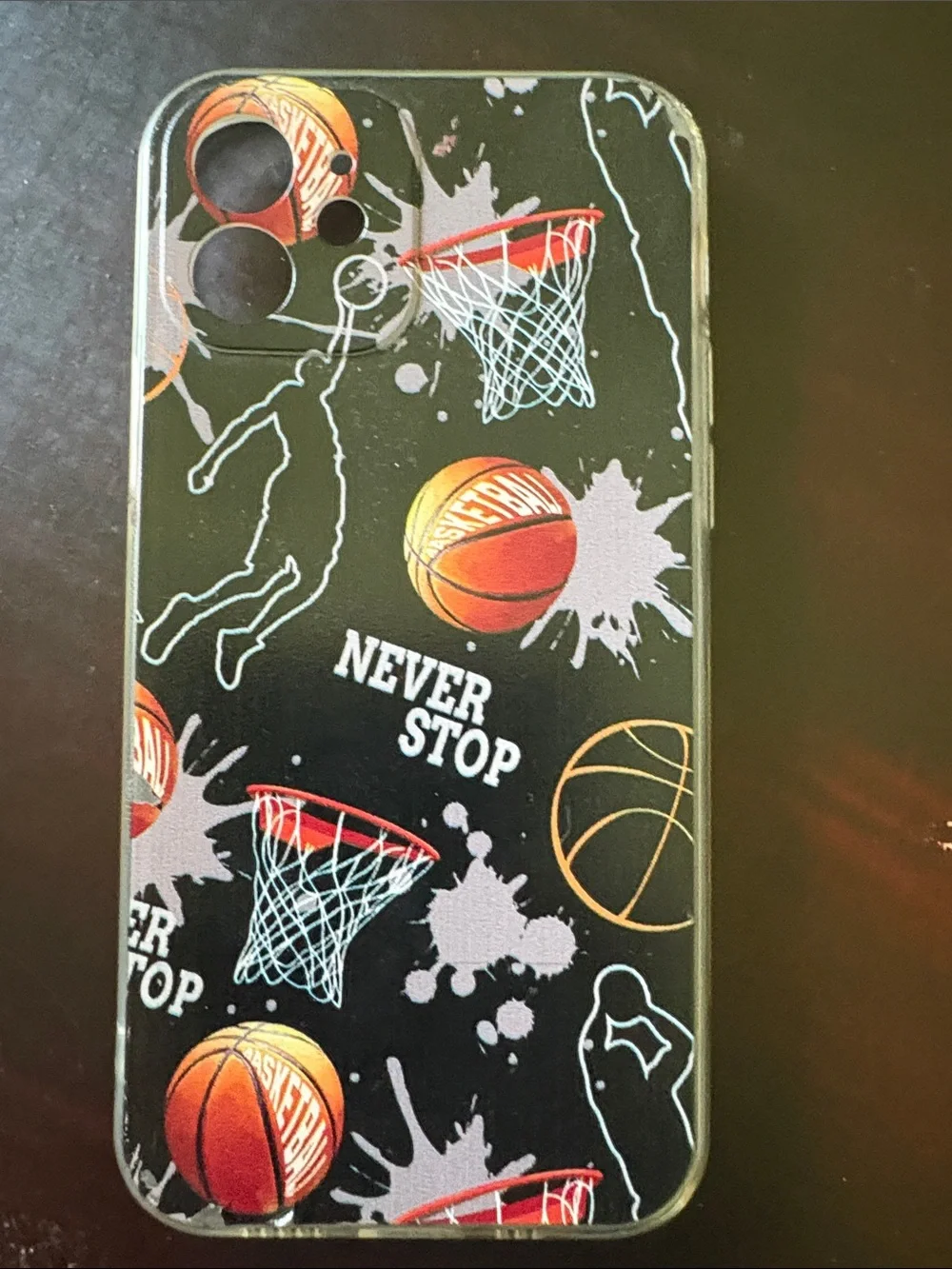 Basketball Graphic I- Phone 12 Case - Black Orange Design